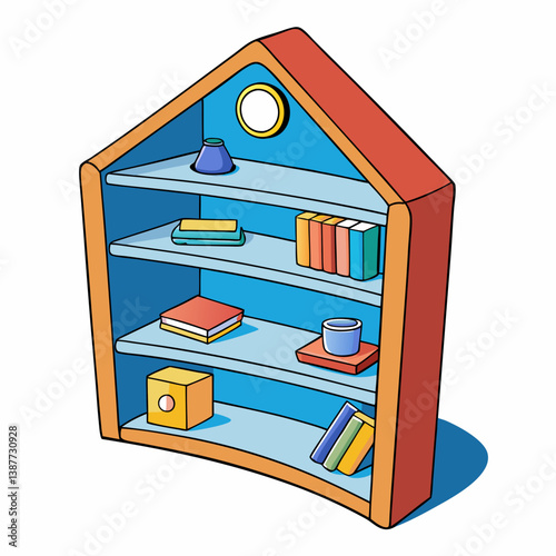 library shelves with books