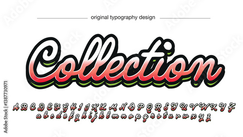 red gradient cursive 3d graffiti typography isolated letters