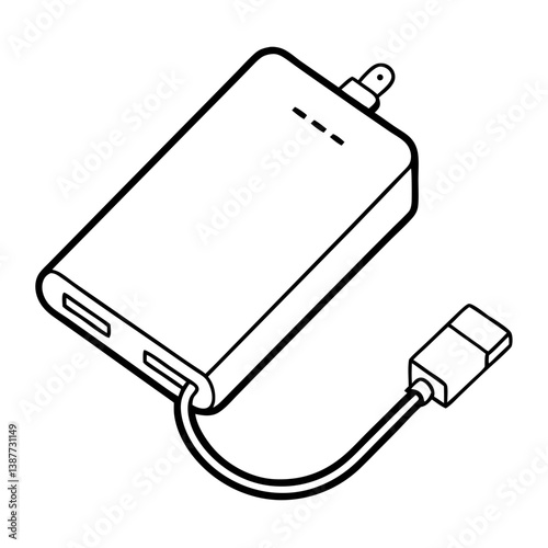 Portable Charger Coloring Book Page Line Art Drawing