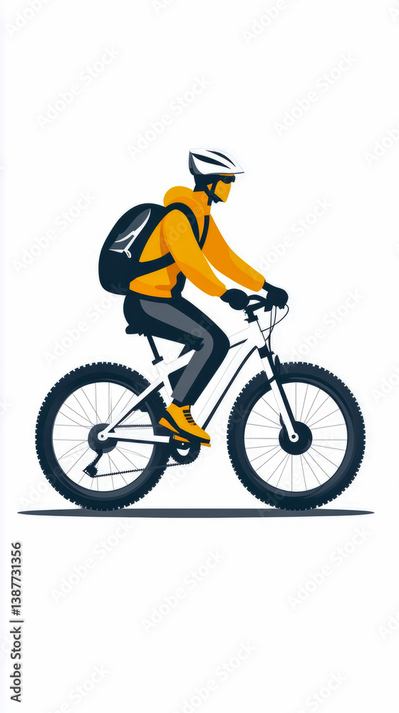 Obraz premium Bike Courier, Active Lifestyle: Cycling Adventure, Illustration for Fitness and Health Promotion, Delivery Service,