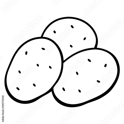Potatoes Food Coloring Book Page Line Art Drawing