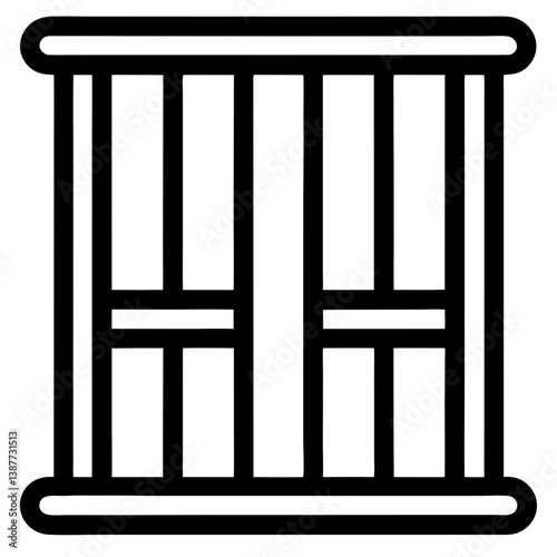 Prison Bars Icon Outline Coloring Page on White Background photo