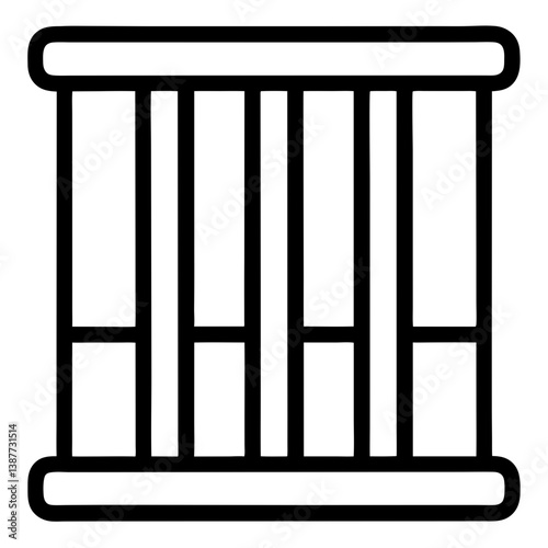 Prison Bars Icon Outline Coloring Page on White Background