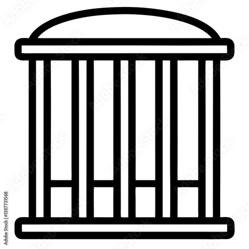 Prison Bars Icon Outline Coloring Page on White Background