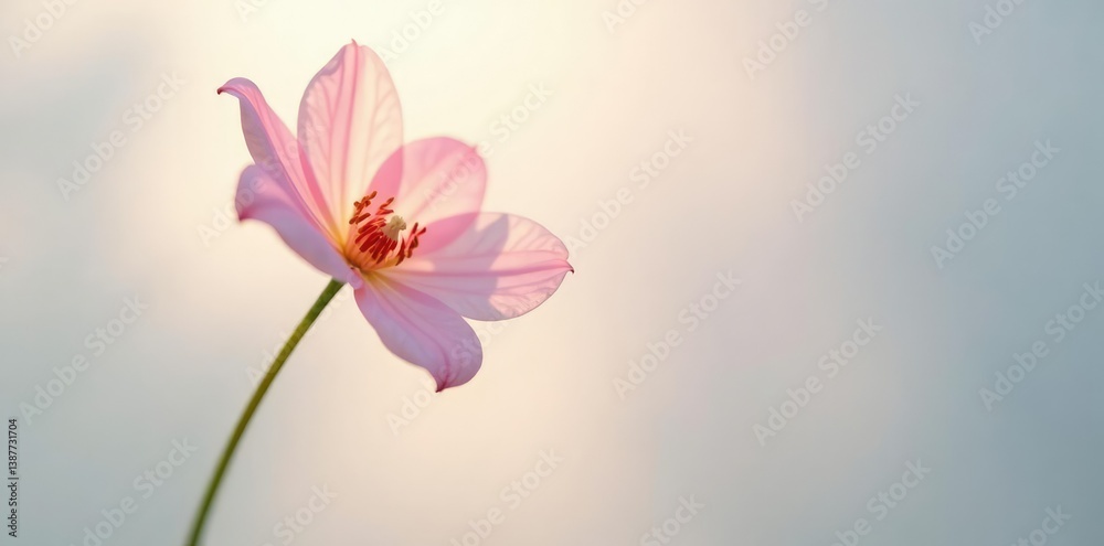 Obraz premium Softly lit flower against a bright and clean white environment, delicate appearance, gentle glow, illuminated