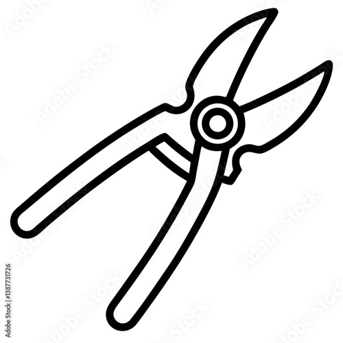 Pruning Shears Icon Outline Coloring Page on White Background