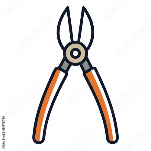 Pruning Shears Icon Outline Coloring Page on White Background