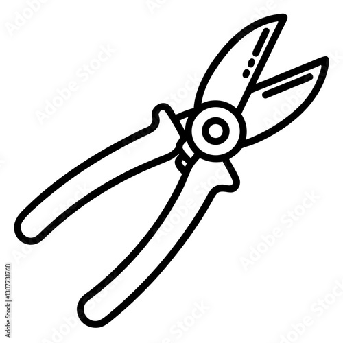 Pruning Shears Icon Outline Coloring Page on White Background