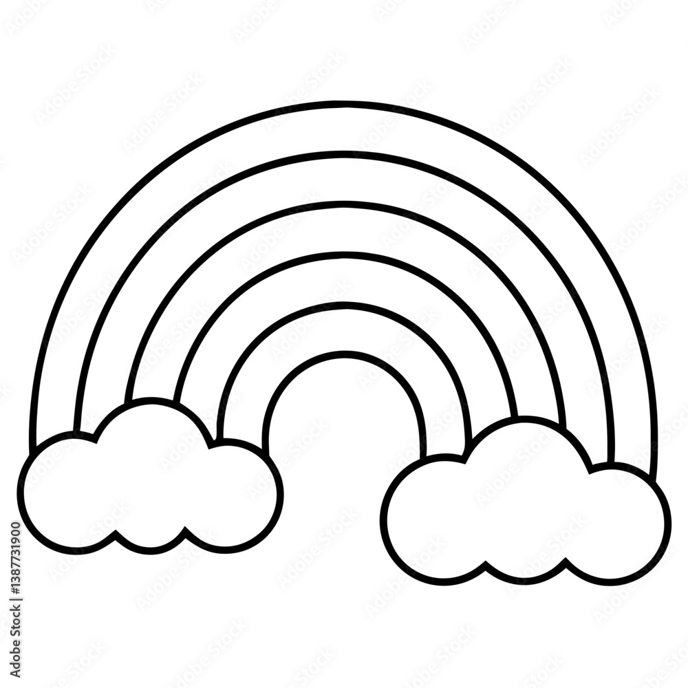 Rainbow Coloring Book Page Line Art Drawing Outline Rainbow Coloring Book Page Line Art Drawing Outline