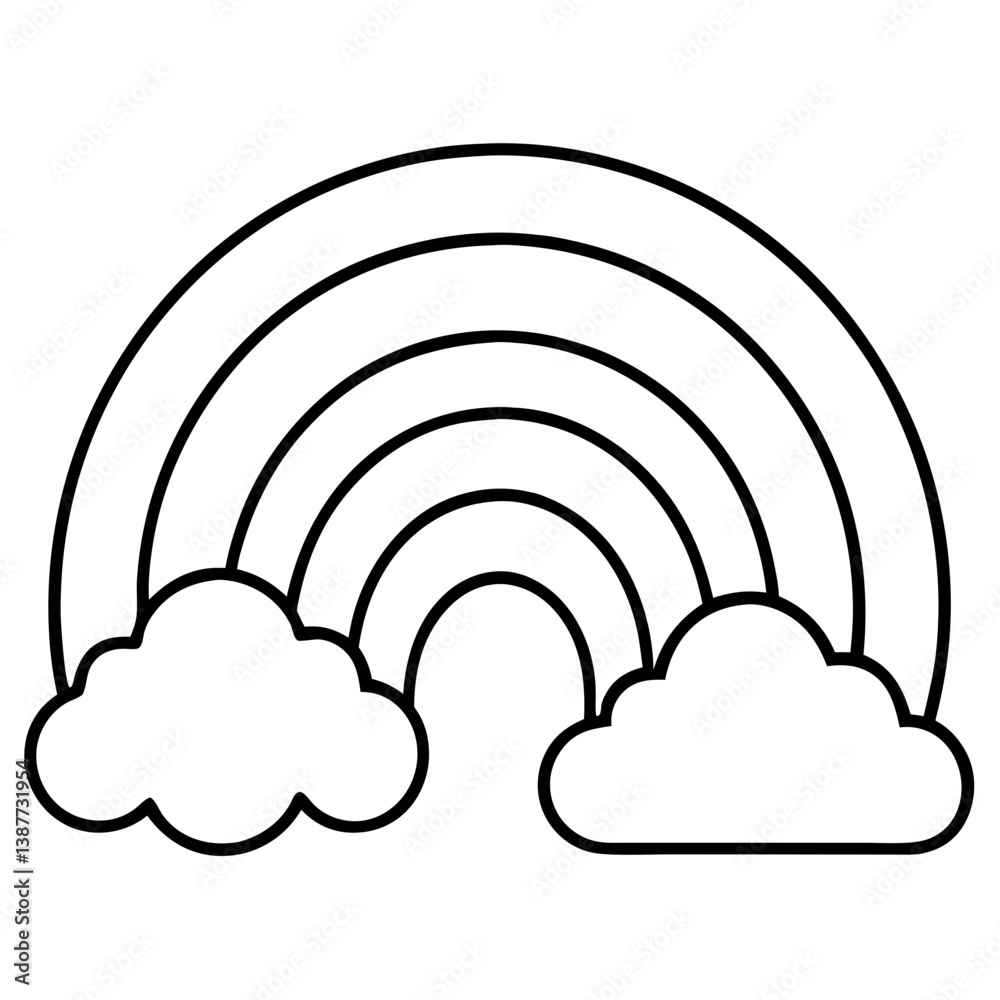 Rainbow Coloring Book Page Line Art Drawing Outline Rainbow Coloring Book Page Line Art Drawing Outline