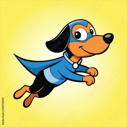 Cute coonhound Super Hero  Flying