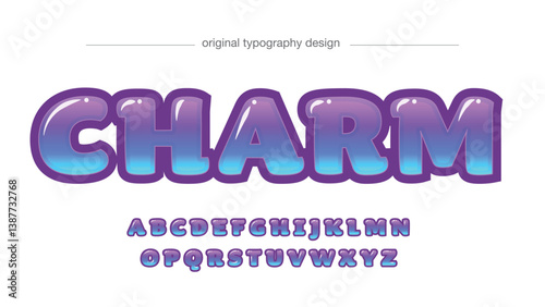bubble purple colorful 3d cartoon isolated letters