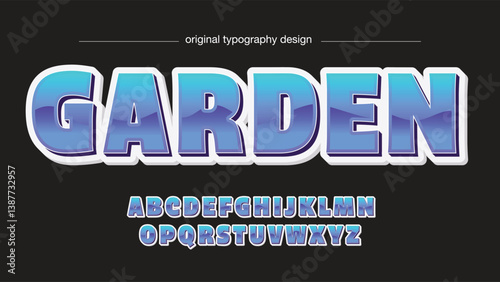 blue colorful 3d cartoon isolated letters with white outline