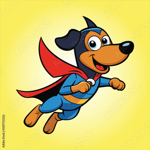 Cute coonhound Super Hero  Flying