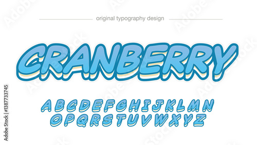 blue colorful italic 3d cartoon typography