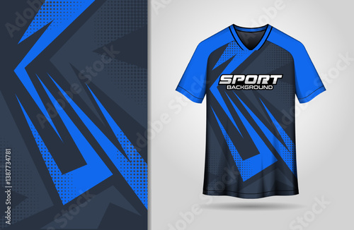 Abstract sports blue and black background for jersey design
