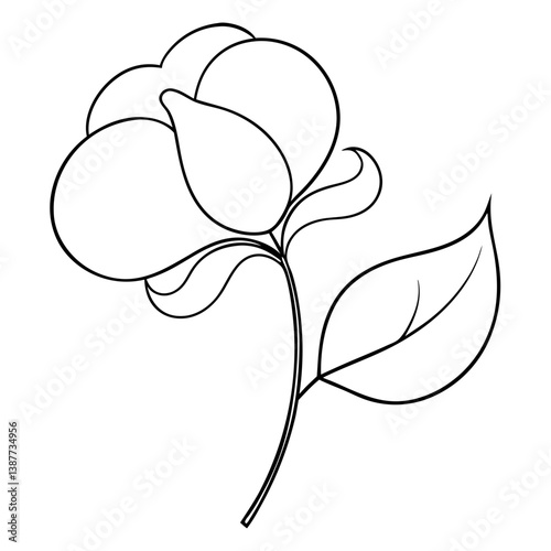 Sweet Pea Flower Coloring Book Page Line Art Drawing