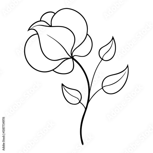 Sweet Pea Flower Coloring Book Page Line Art Drawing