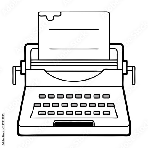 Typewriter Coloring Book Page Line Art Drawing