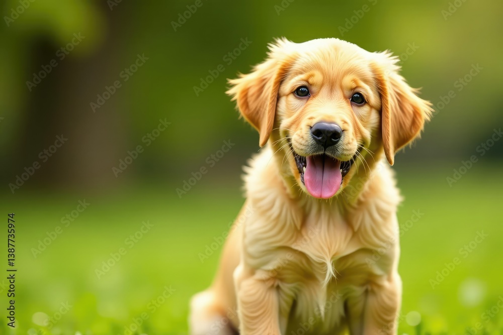 Golden Retriever puppy, playful pose, ears up , animal, headshot, pet portrait Golden Retriever puppy, playful pose, ears up , animal, headshot, pet portrait