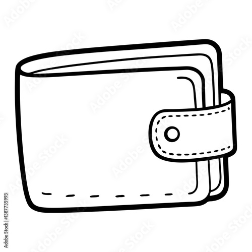 Wallet Coloring Book Page Line Art Outline Drawing