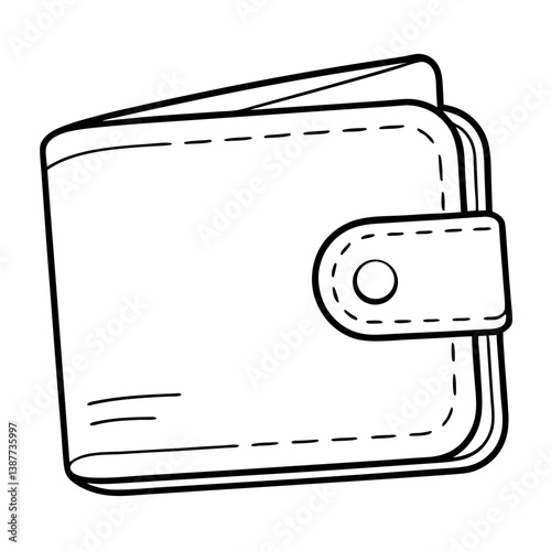 Wallet Coloring Book Page Line Art Outline Drawing