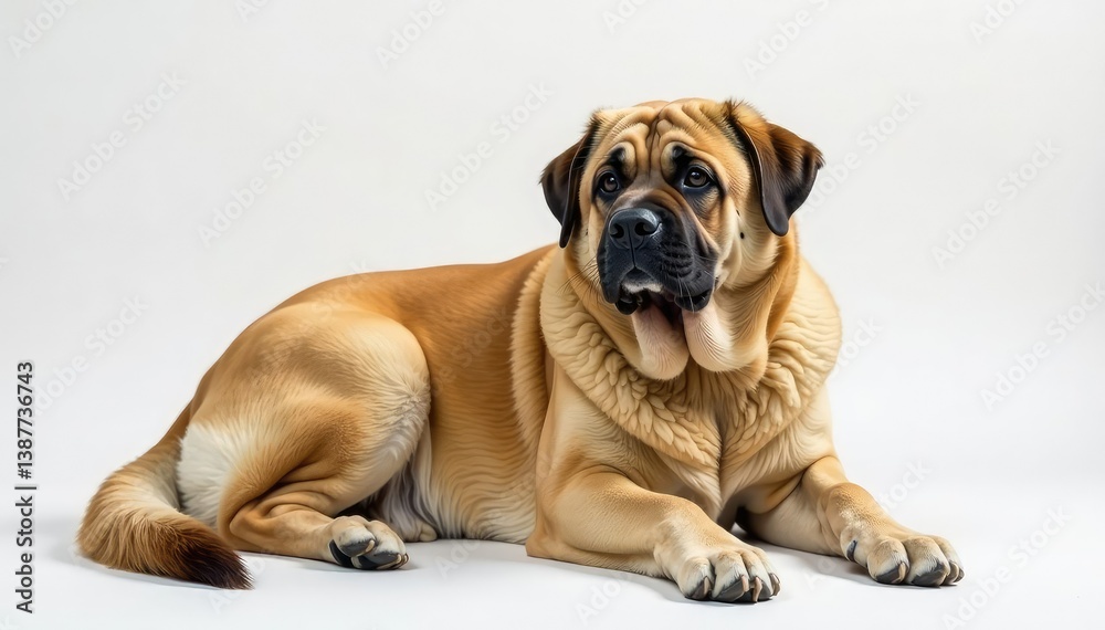 Imposing mastiff, serene expression, pure white backdrop, serene, dog, pets Imposing mastiff, serene expression, pure white backdrop, serene, dog, pets