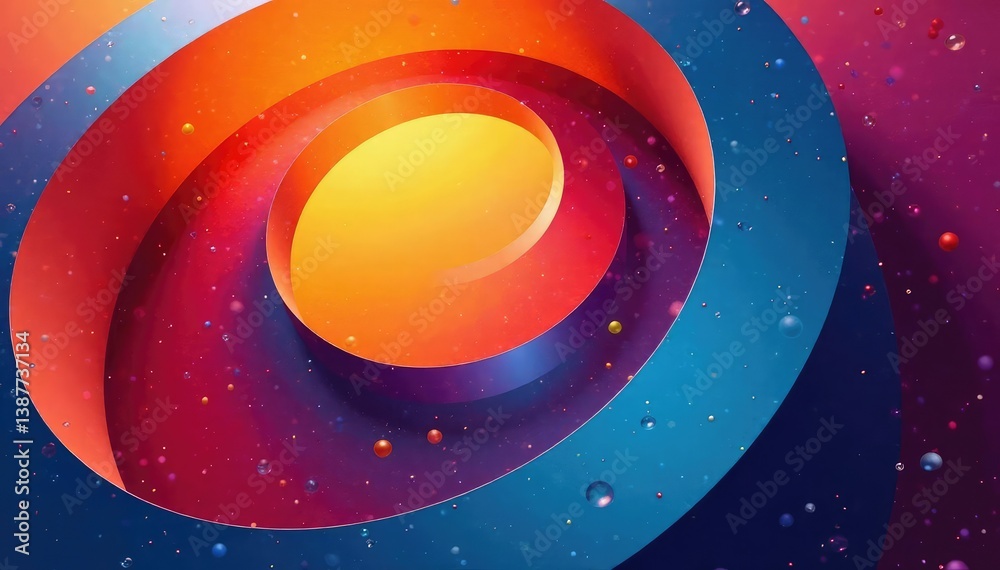 Naklejka premium Interlocking circles creating a visual rhythm, abstract pattern, illustration, background