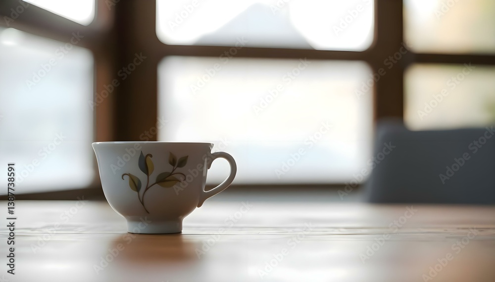 Fototapeta premium coffee cup sitting on top of a wooden table