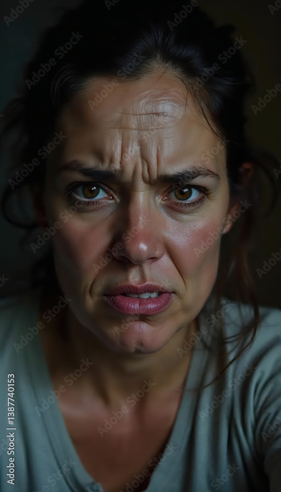 Close-up Portrait of a Woman Showing Frustration Close-up Portrait of a Woman Showing Frustration