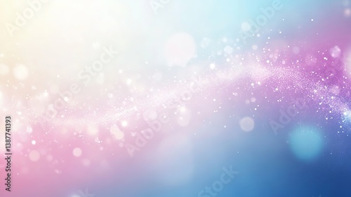 Ethereal pastel gradient background with sparkling stars, glowing bokeh effect, and glitter details in soft pink, blue, purple tones. Modern minimalist vector illustration for luxury branding, website
