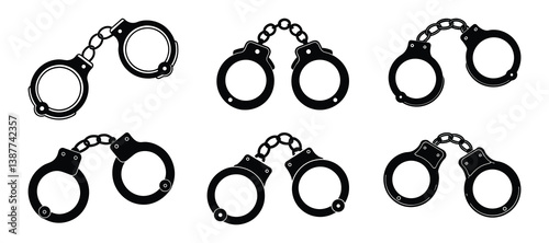 handcuff icon silhouette vector illustration.