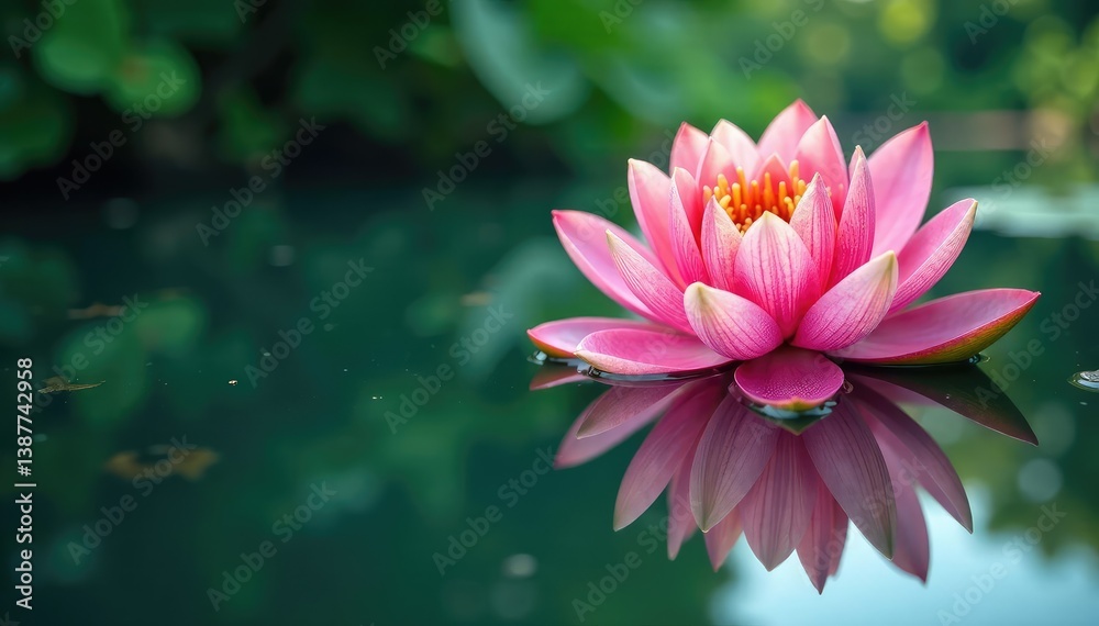 Intricate floral pattern reflected in still lake water, summer, nature Intricate floral pattern reflected in still lake water, summer, nature