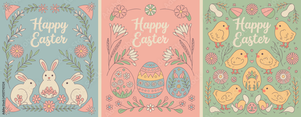Fototapeta premium Easter poster, Easter banner, banner, Easter clipart, happy Easter, Easter 2025, 2025, Easter celebration, easter sublimation, easter card, easter, bunny, rabbit, egg, card, spring, cartoon, holiday, 