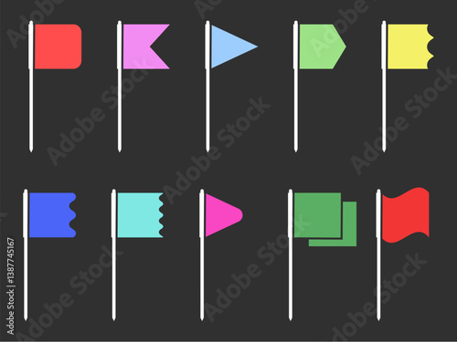 Colorful flags in different shapes isolated set design element