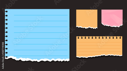 Colorful paper scraps isolated set design element