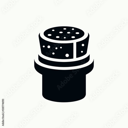 very simple flat and single minimalist Bottle Cork Top Silhouette in black on a white background