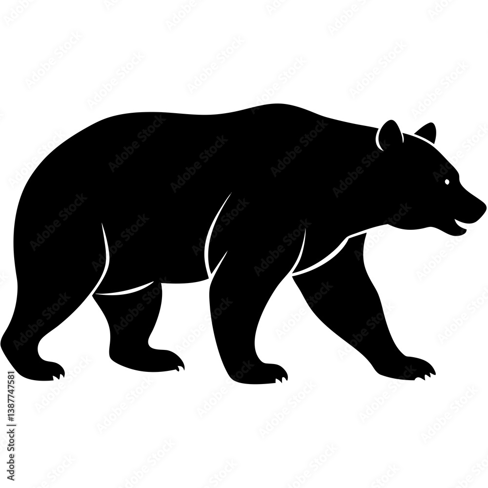 Obraz premium Bear Vector Silhouette, Bear Logo, Wild Animal Illustration – Grizzly, Polar Bear Silhouette, Wildlife Strength, Freedom, Nature, Adventure, Wilderness, Forest, Mountain, Powerful Wild Animal Design.