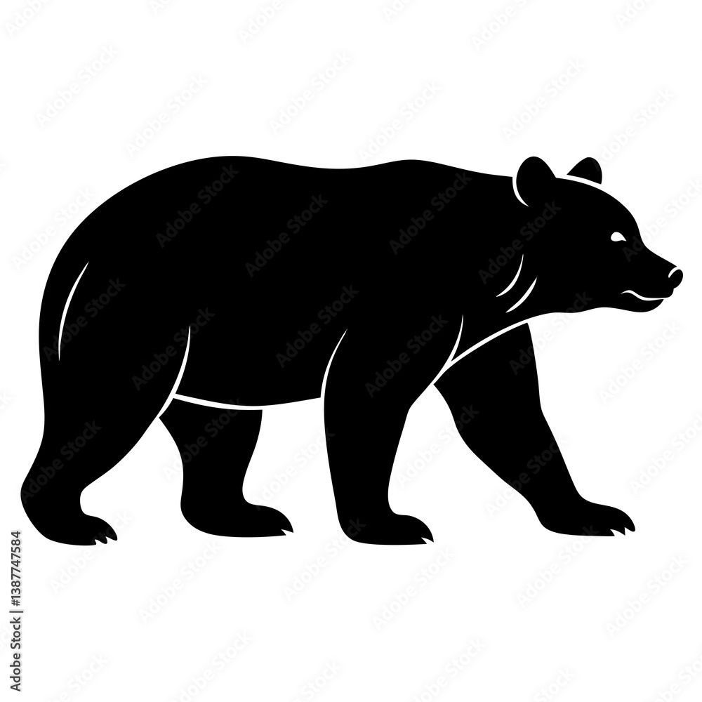 Obraz premium Bear Vector Silhouette, Bear Logo, Wild Animal Illustration – Grizzly, Polar Bear Silhouette, Wildlife Strength, Freedom, Nature, Adventure, Wilderness, Forest, Mountain, Powerful Wild Animal Design.