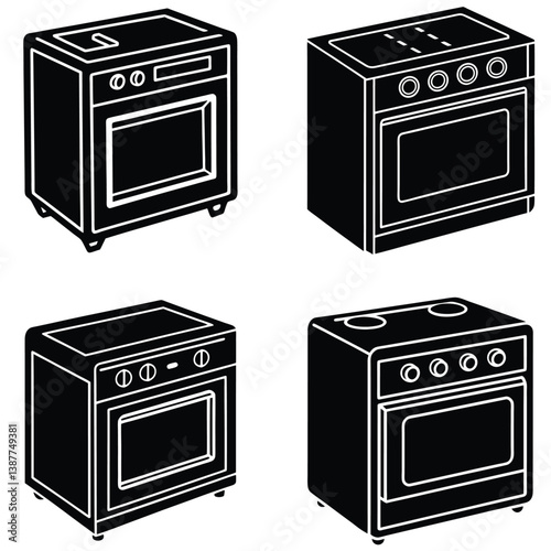 Oven Vector Shilhouette Bundle Set Collection