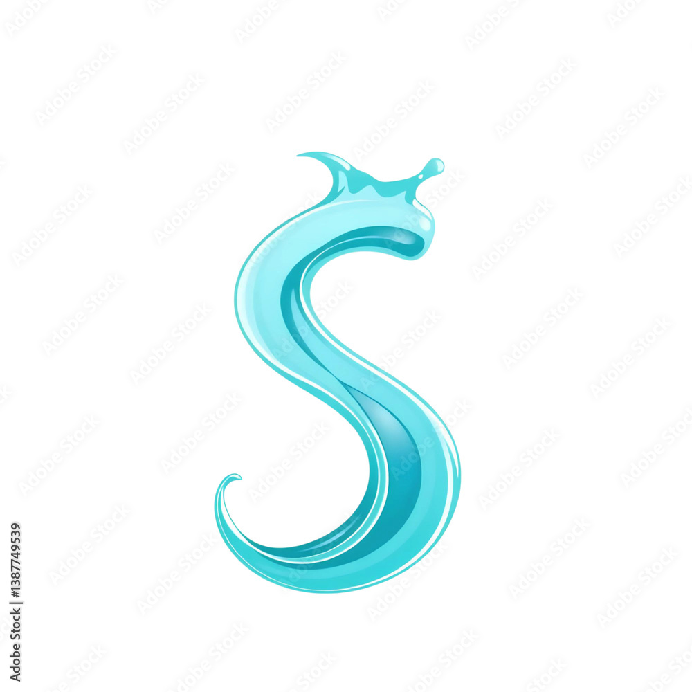 Obraz premium elegant water swirl in the shape of letter s with transparency, high quality png isolated on transparent background