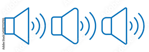 Volume icon set. Sound Icon, loudspeaker icon. Vector Illustration