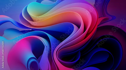 Wallpaper Mural Vibrant fractal waves swirl with light and color, an abstract art design. Torontodigital.ca