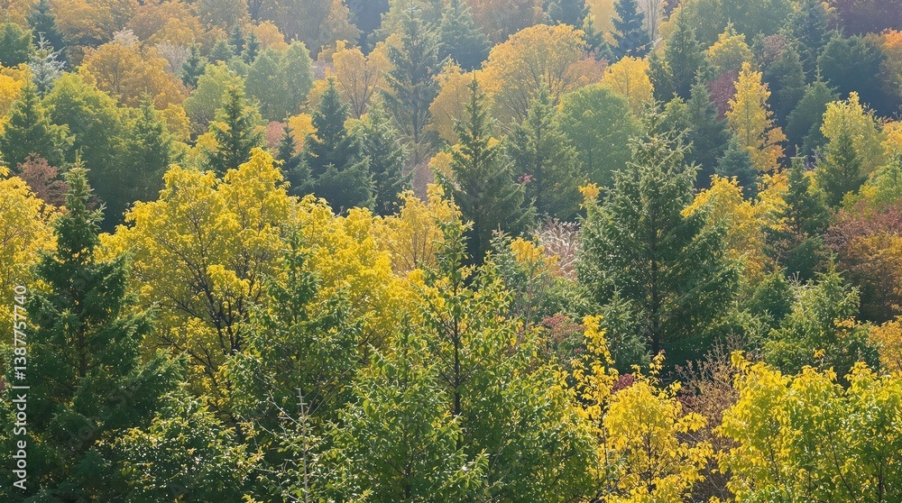 Fototapeta premium A forest with many trees and leaves