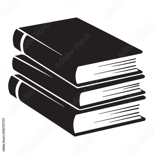 Book set icon, Silhouette Vector Black on white background