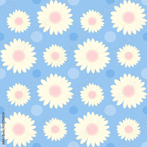 Pastel flower seamless pattern. Hand drawn cute flower vector background design for ad, banner.