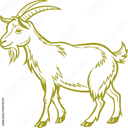 A light green color vector art of a goat. Islamic Eid ul Adha symbol