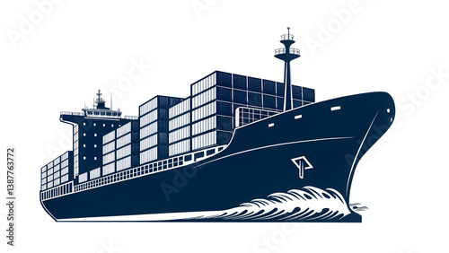 Silhouette of modern container ship