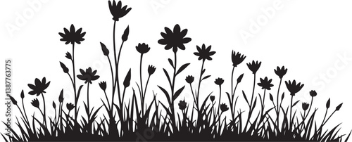 Wildflower Silhouette SVG Bundle | Floral Border Vector Clipart for Cricut & Crafts

