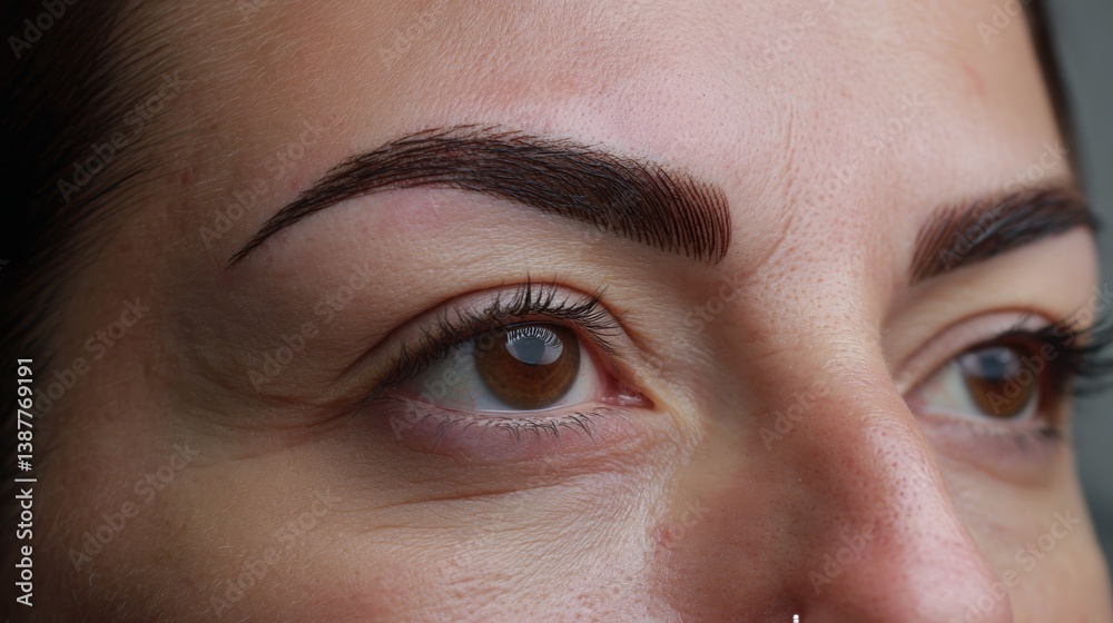 Fototapeta premium Healing stage of eyebrow tattoo a realistic look at natural recovery and skin restoration